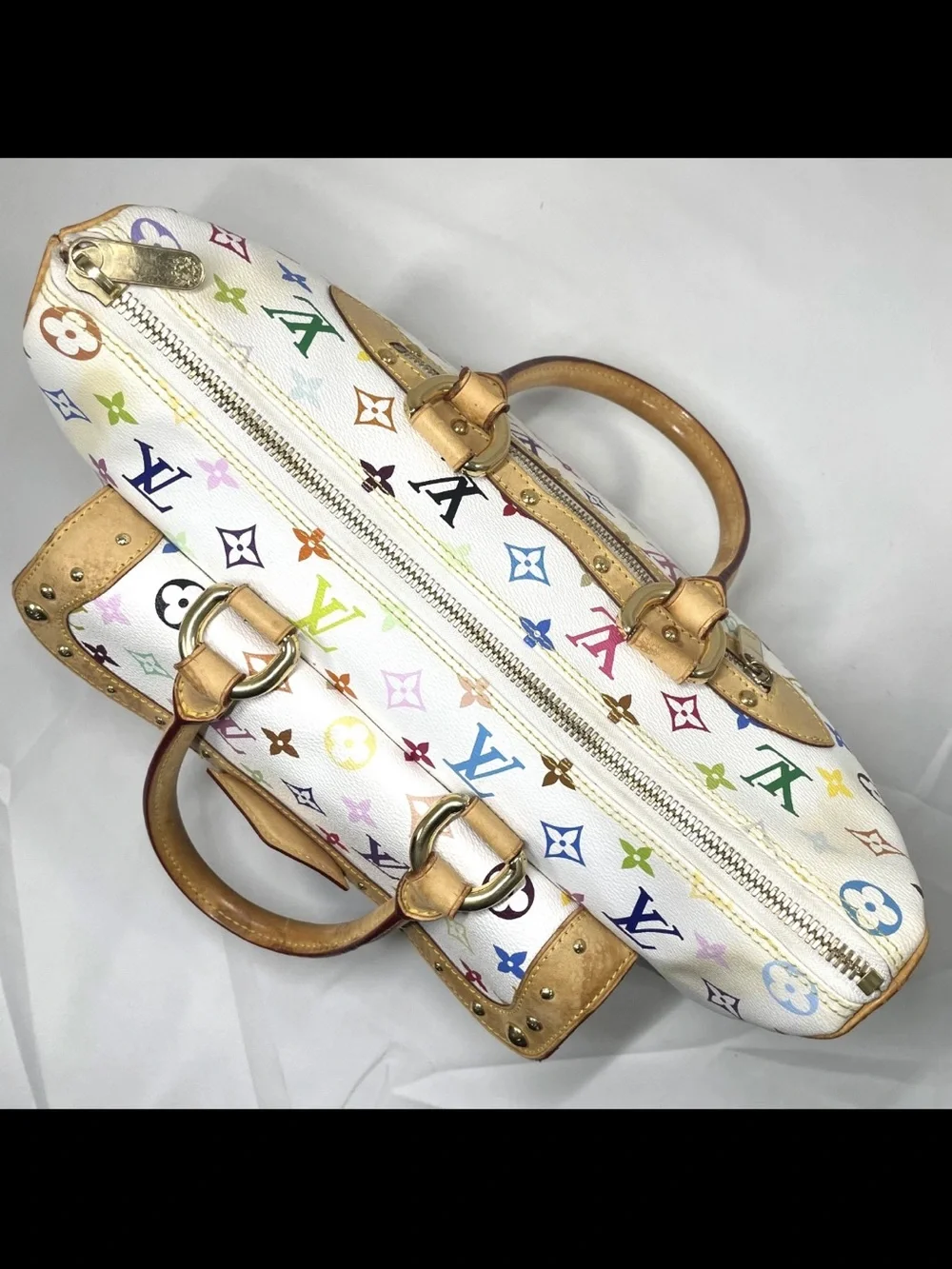 Louis Vuitton Multicolor Monogram White Leather-Trim Shoulder Bag